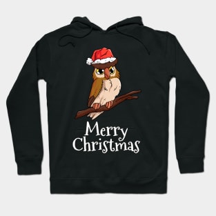 Merry Christmas Owl Santas Hat Owl Hoodie